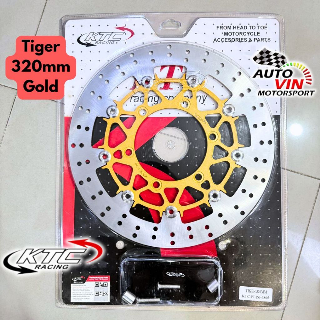 Discbrake Disc Piringan Cakram Depan Tiger Revo CB150R KTC 320mm Gold Kuning PNP Breket CNC Floating