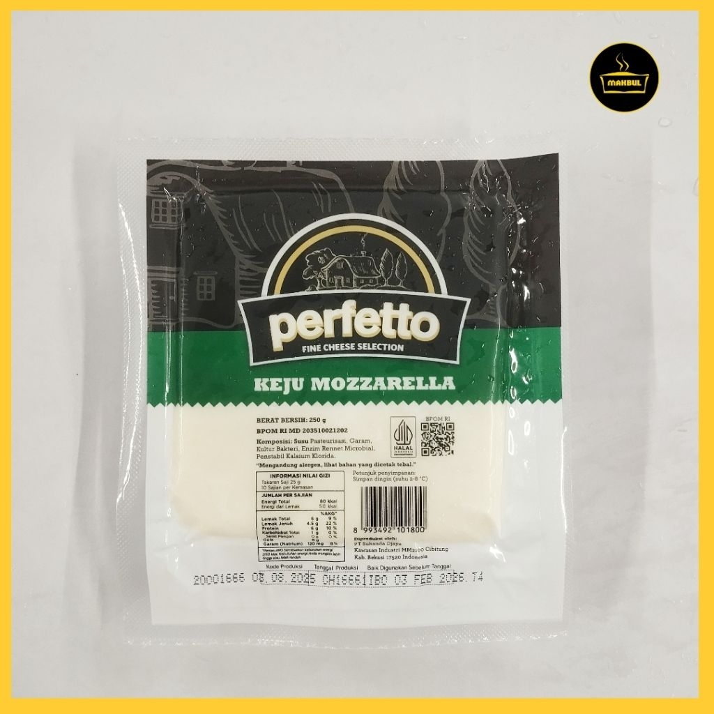 

Perfetto Keju Mozzarella 250gr Halal MUI