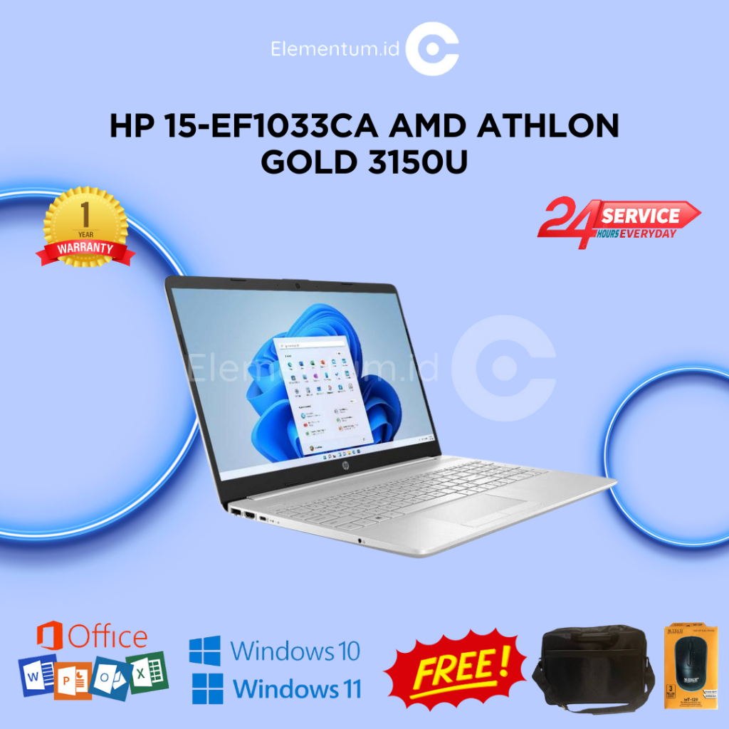 Laptop HP 15-EF1033CA AMD Athlon Gold 3150U | Ram 8GB Ssd 512GB AMD Radeon 15,6" FHD