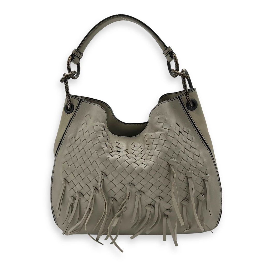 Bottega Veneta Intrecciato Shoulder Bag White in Lambskin PRELOVED