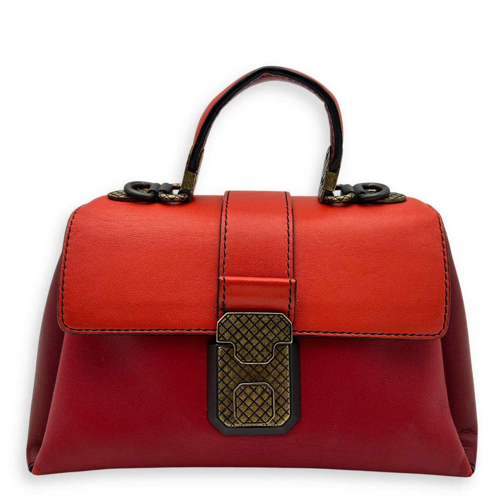 Bottega Veneta Piazza Top Handle Bag Red in Calfskin PRELOVED
