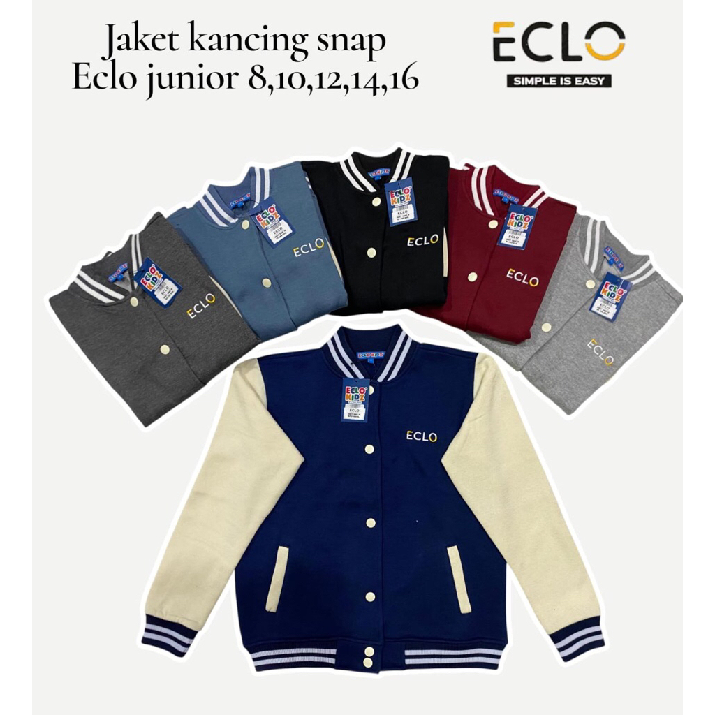 jaket Snap, jaket zipper & jaket hoodie junior eclo SIZE 8-16