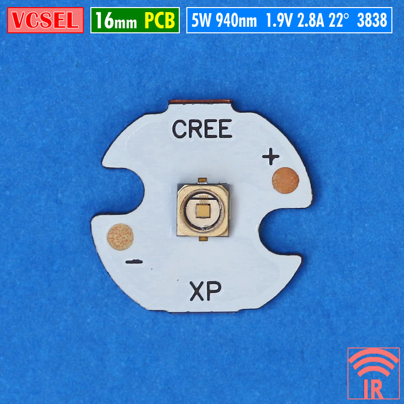 VCSEL 5W 940nm InfraRed 16mm Mata Lampu LED IR Laser 2V Senter IR NVR Kamera Malam CCTV Night Vision