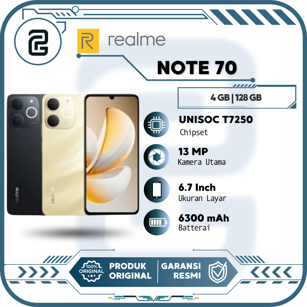 Realme Note 70 4/64GB HP Murah 1 Jutaan HP Tahan Air Tahan Banting Garansi Resmi