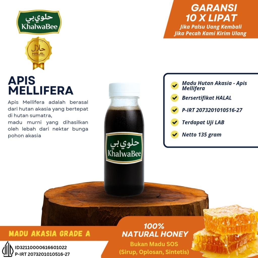 

Madu Hutan Akasia Murni Asli 135 Gram Khalwabee Grade A 100 % Premium Pure Natural Honey