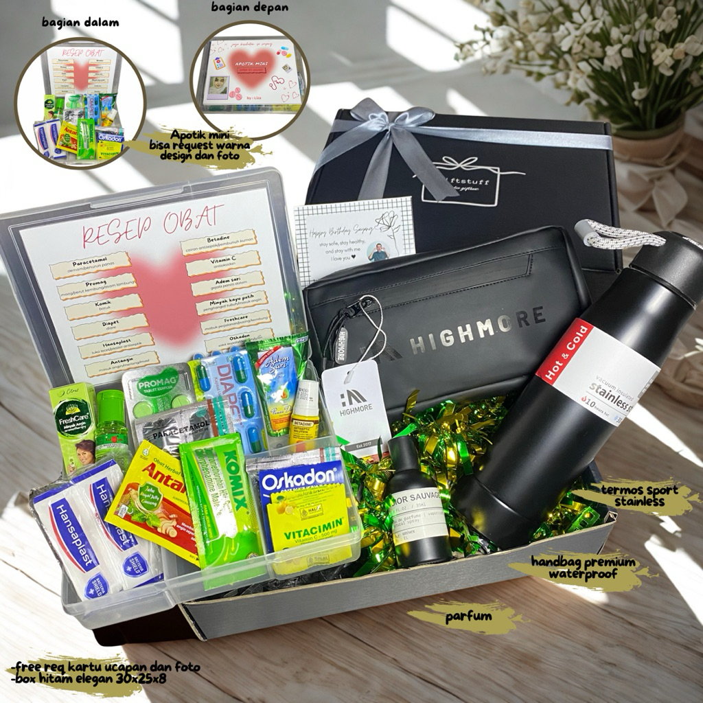 

GIFTBOX HAMPERS APOTIK MINI HANDBAG SLIP ON FOR MEN BLACKSERIES PREMIUM