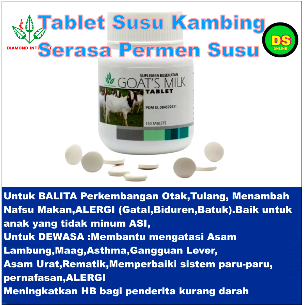Goats Milk Susu Kambing 150 Tablet Balita Perkembangan Otak Tulang Nafsu Makan Dewasa Maag Aslam