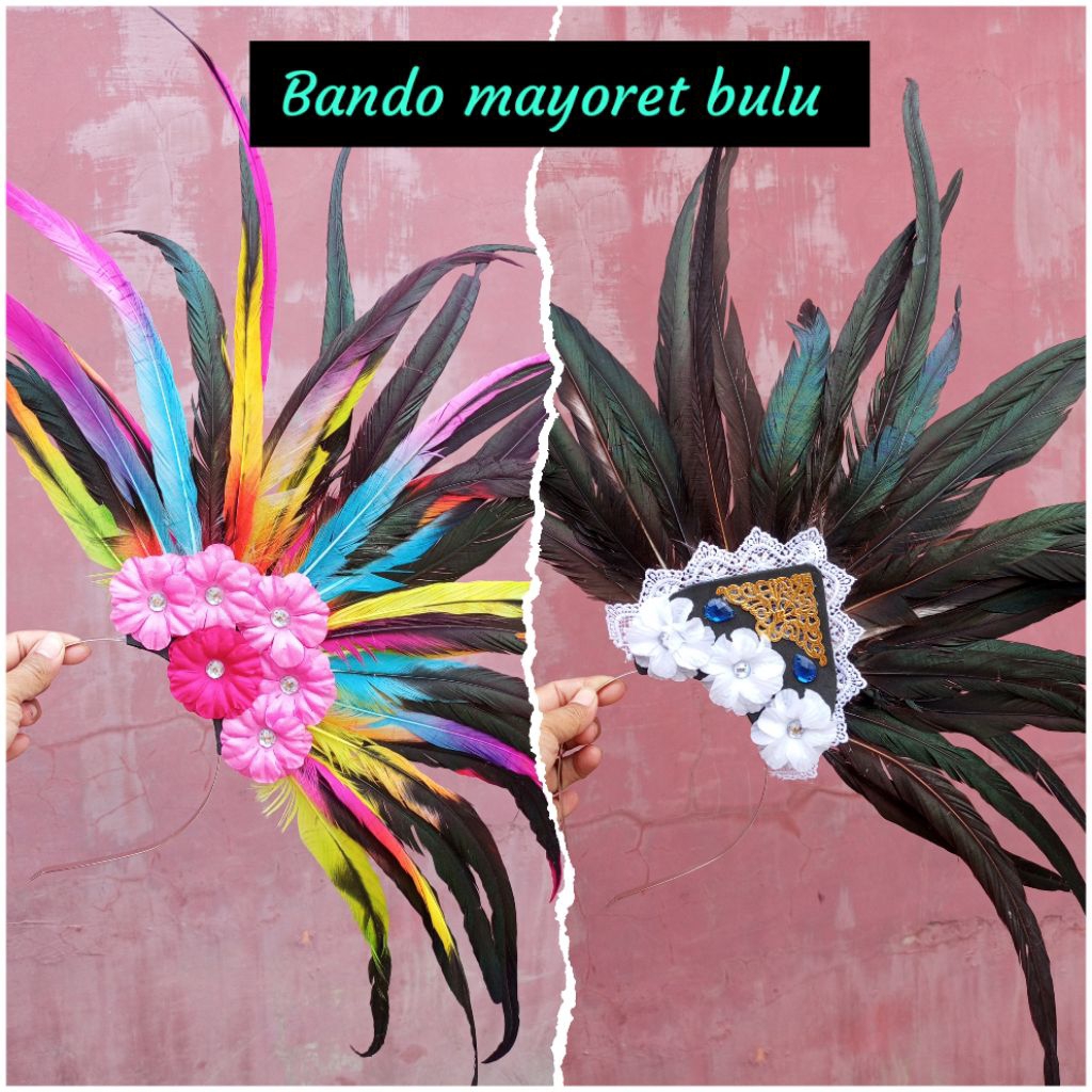 Bando mayoret bulu/bandana mayoret bulu/bando karnaval