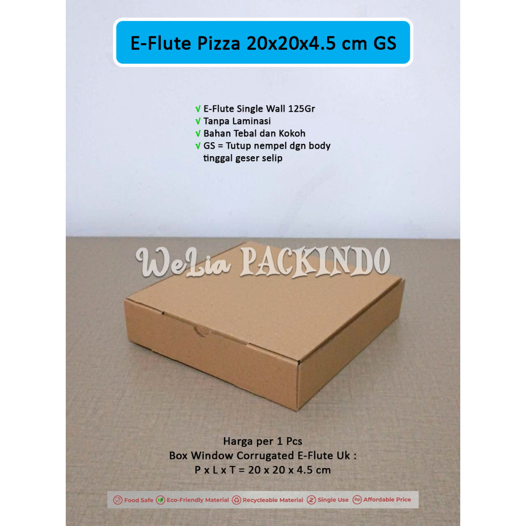 

[1 PCS] Box Corrugated E-Flute Pizza 20x20 , 22x22 , 25x25 / Dus EFlute Polos / Kotak Bolu Brownies Hampers Model GS