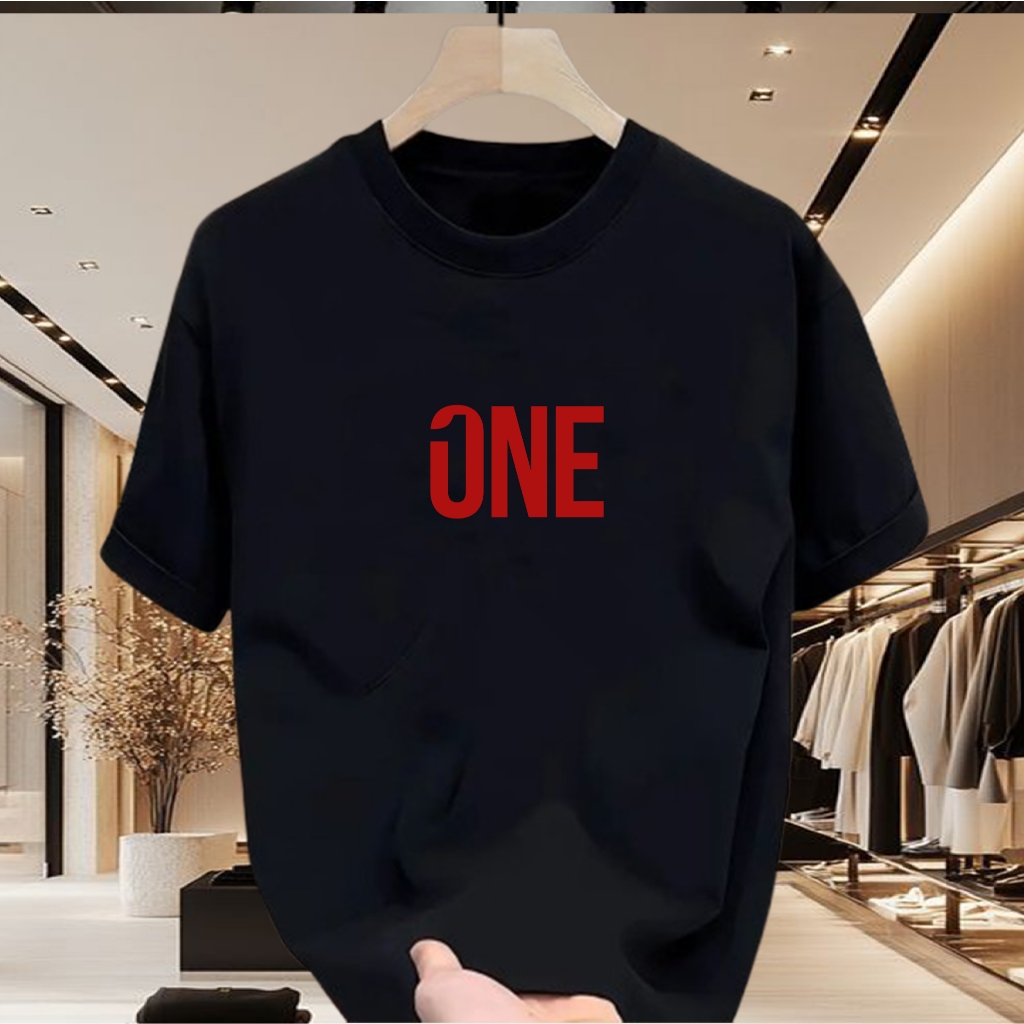 Cod Kaos Pria & Wanita Baju Kaos Lengan Pendek Bahan Katun Combed 24s Motif One Merah