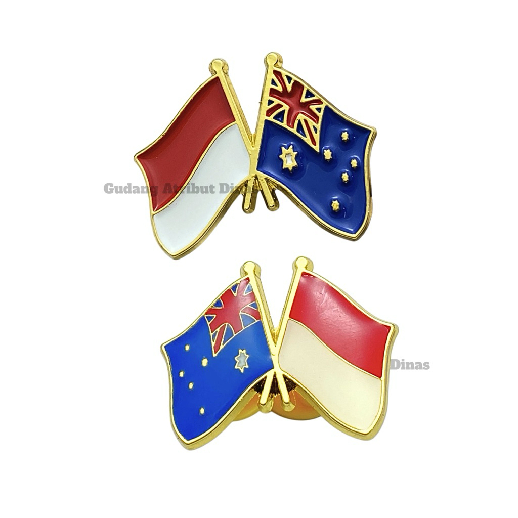 100% LUXURY Pin Bendera Persahabatan/Pin Flag/Pin Bendera Persahabatan Indonesia-Australia/Pin Bende