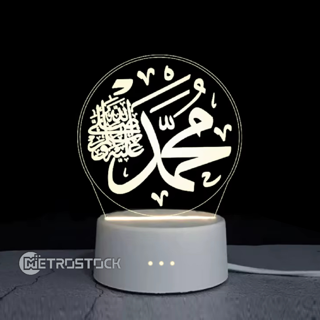 Lampu Hias Kaligrafi 3D estetik lampu Ramadhan lampu akrilik pajangan meja kamar rumah hadiah kado u