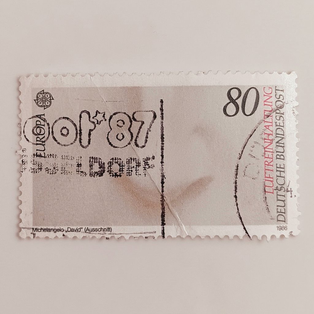 

(AD) Perangko Jerman, Republik Federal 1986 Europa (C.E.P.T.) 1986 - Protection of the Environment - "Nose" (detail of the sculpture "David" by Michelangelo) 80 pfennig Used