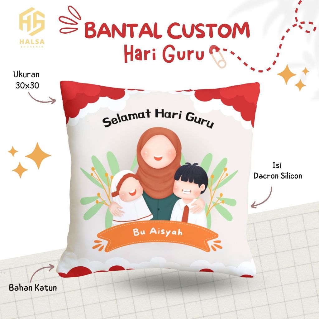SOUVENIR BANTAL CUSTOM HARI GURU /HADIAH BINGKISAN HARI GURU / TEACHER DAY