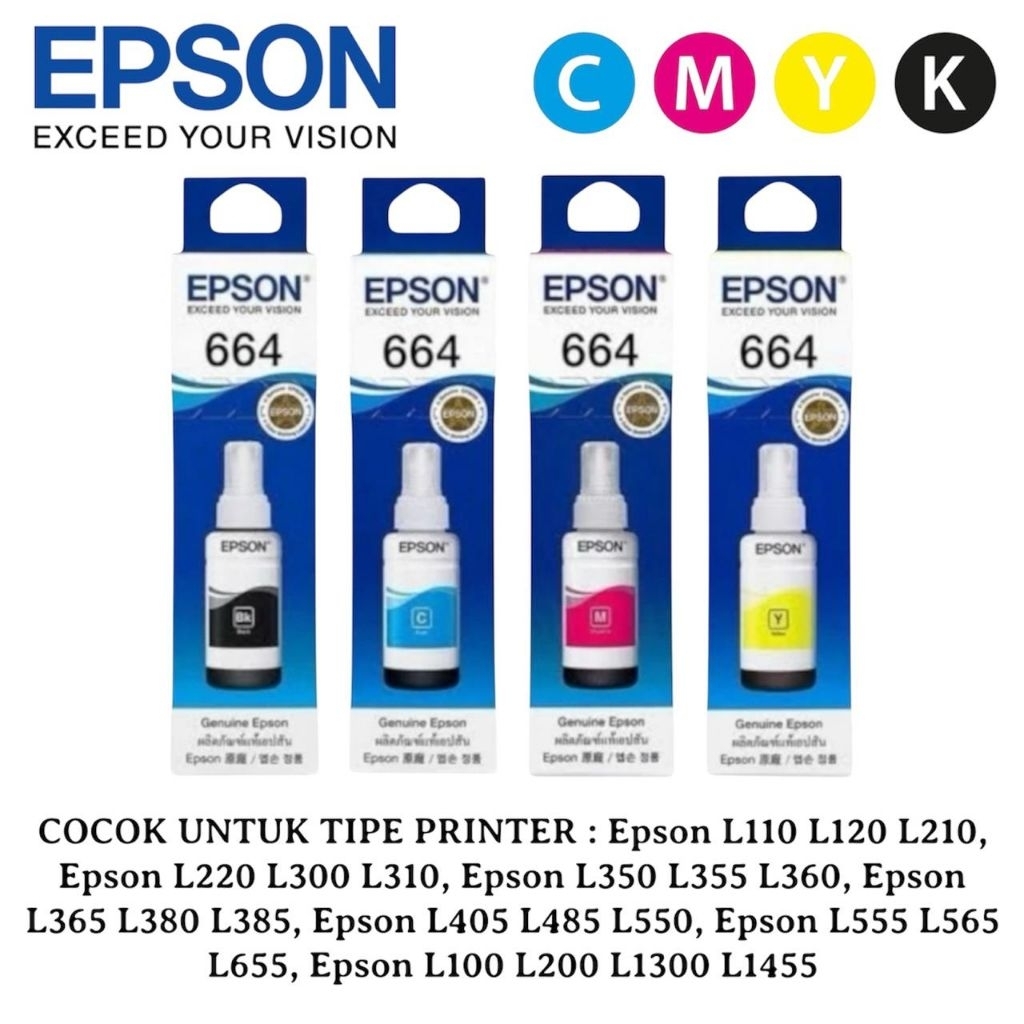 Tinta Epson 664 / T664 Original (L120 L121 L1300)