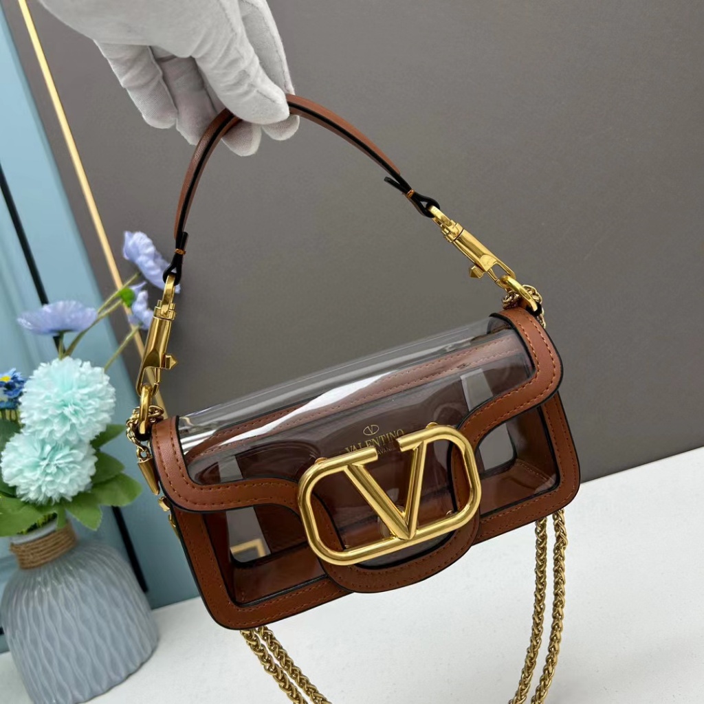 New women's garavani transparent hand chain crossbody bag