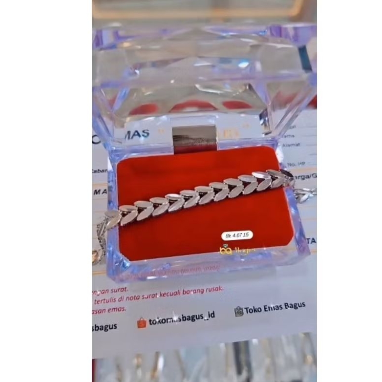 Gelang Rantai Emas Putih New Variasi K375/8k