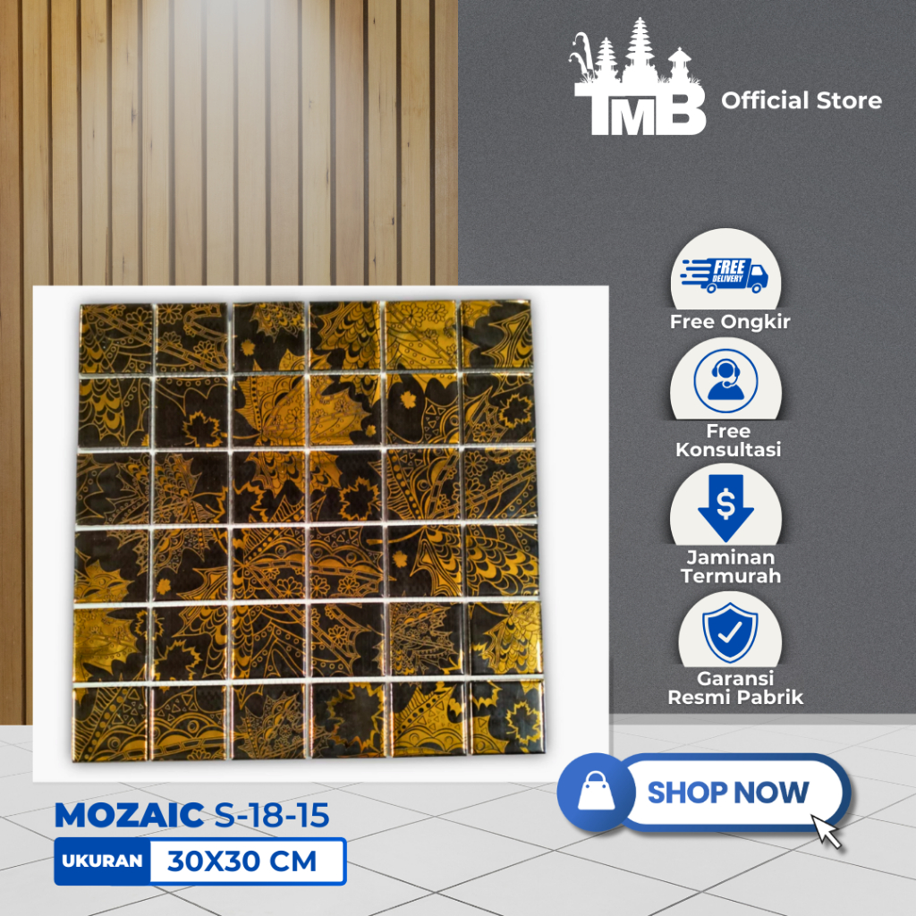 Mosaic / Mozaik / Mozaic / Mosaik Kaca Keramik Motif Batik 30x30 cm Glossy Emboss – S-18-15