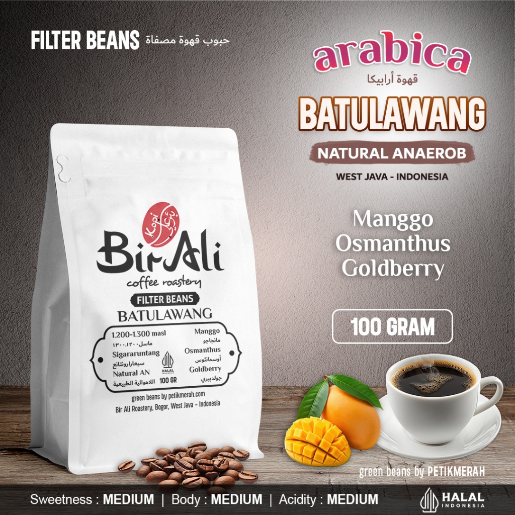 

BATULAWANG NATURAL ANAEROB Filter Beans Biji Kopi Bubuk Saring Arabika Arabica Petik Merah 100 Gram