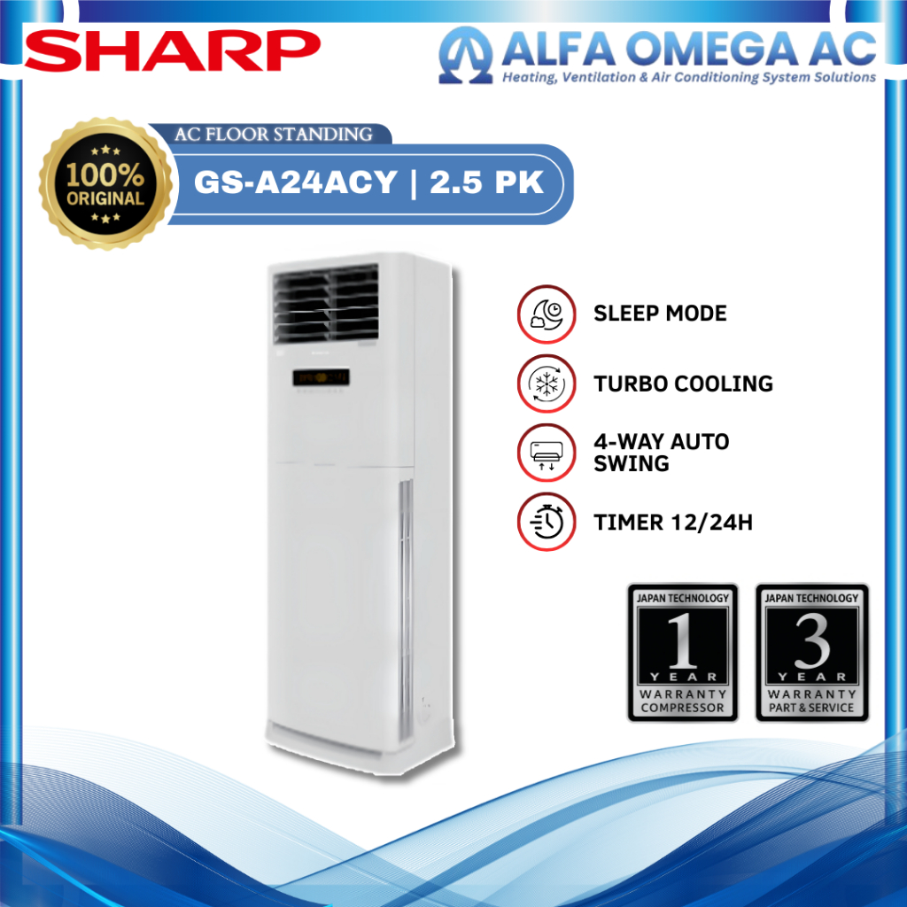 AC SHARP FLOOR STANDING STANDARD 2.5 PK GS-A24ACY | AC 2.5 PK FLOOR STANDING  | AC TANGERANG BSD ]