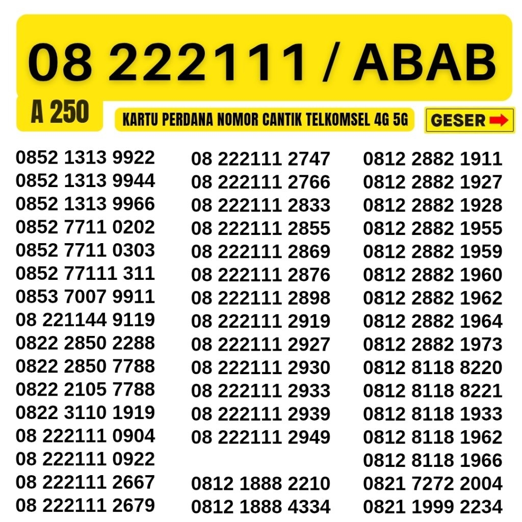 Kartu Perdana Nomor Cantik Telkomsel Simpati 4G 5G Telkomsel Nocan Simpati Nomer Cantik Telkomsel No