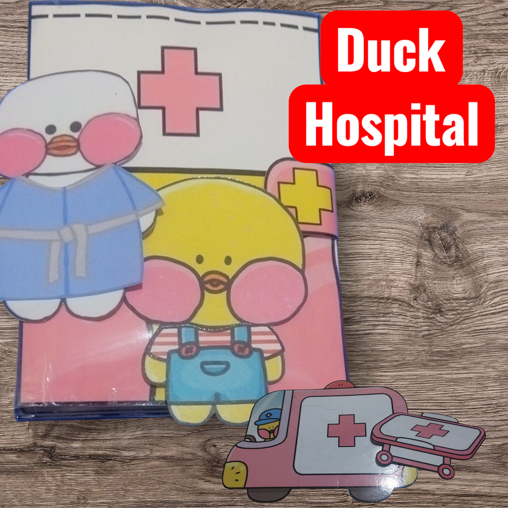 [laminasi] Squishy Book Paper Doll bebek lucu seri  DUCK Hospital mainan anak DIY