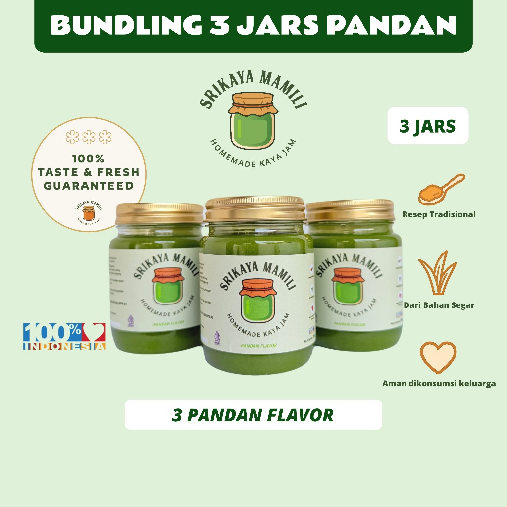 

[BUNDLING 3 JARS] Selai Srikaya Mamili Homemade Kaya Jam | Bundling 3 Jars