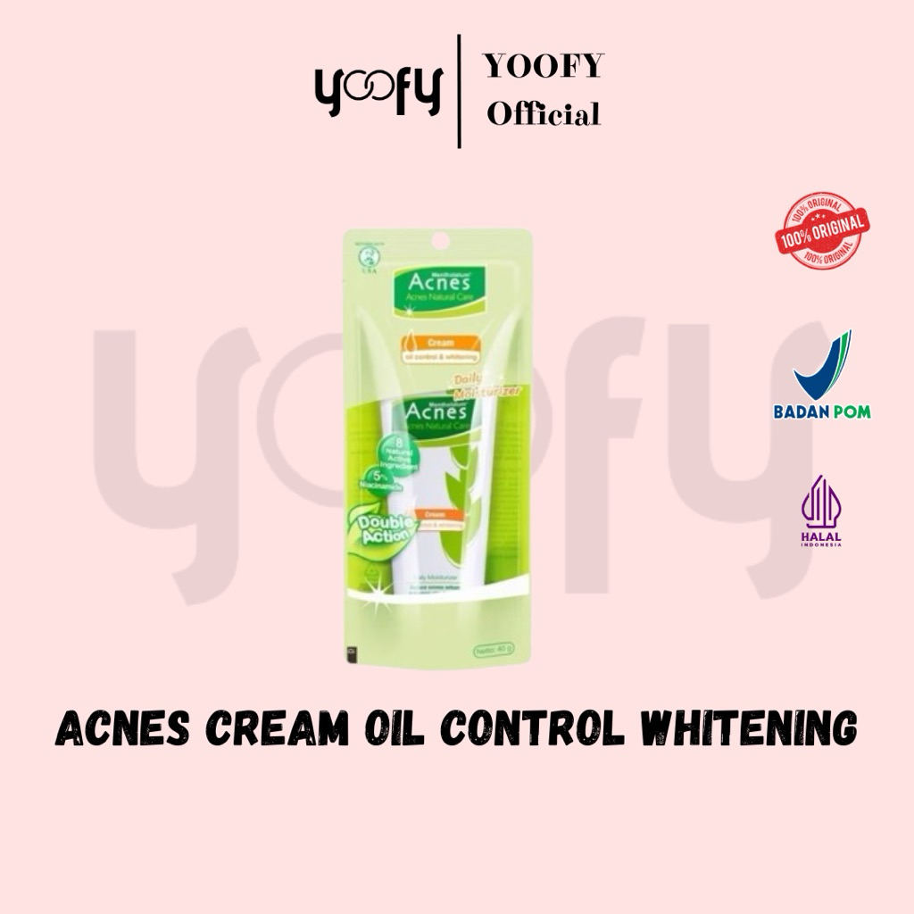 ACNES NATURAL CARE OIL CONTROL & WHITENING CREAM 40 gr / ACNES CREAM WHITENING / CREAM ACNES
