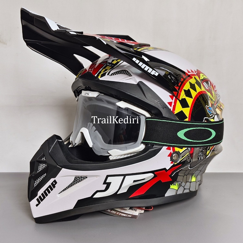 JPX X32 Fox1 Pearl White Helm Cross Google Trail Kediri