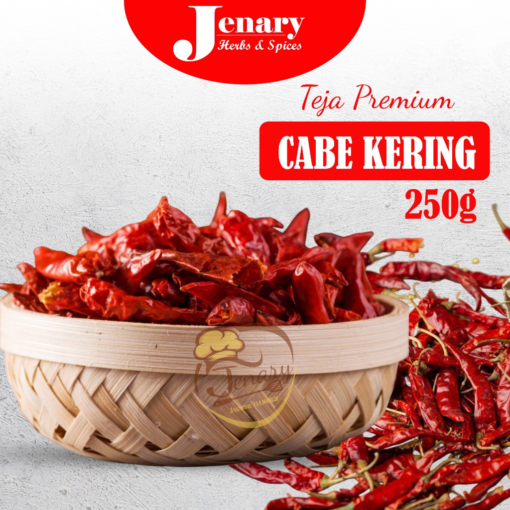 

Cabe Merah Kering Teja Premium Tanpa Tangkai Cabai Keriting Kering 250gr Chilli Flakes- Jenary