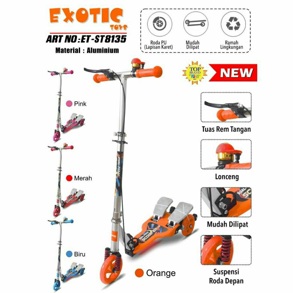 Exotic Scooter ET - ST8135 / Scooter Anak Tiga Roda / Scooter Anak Otoped / Scooter Anak