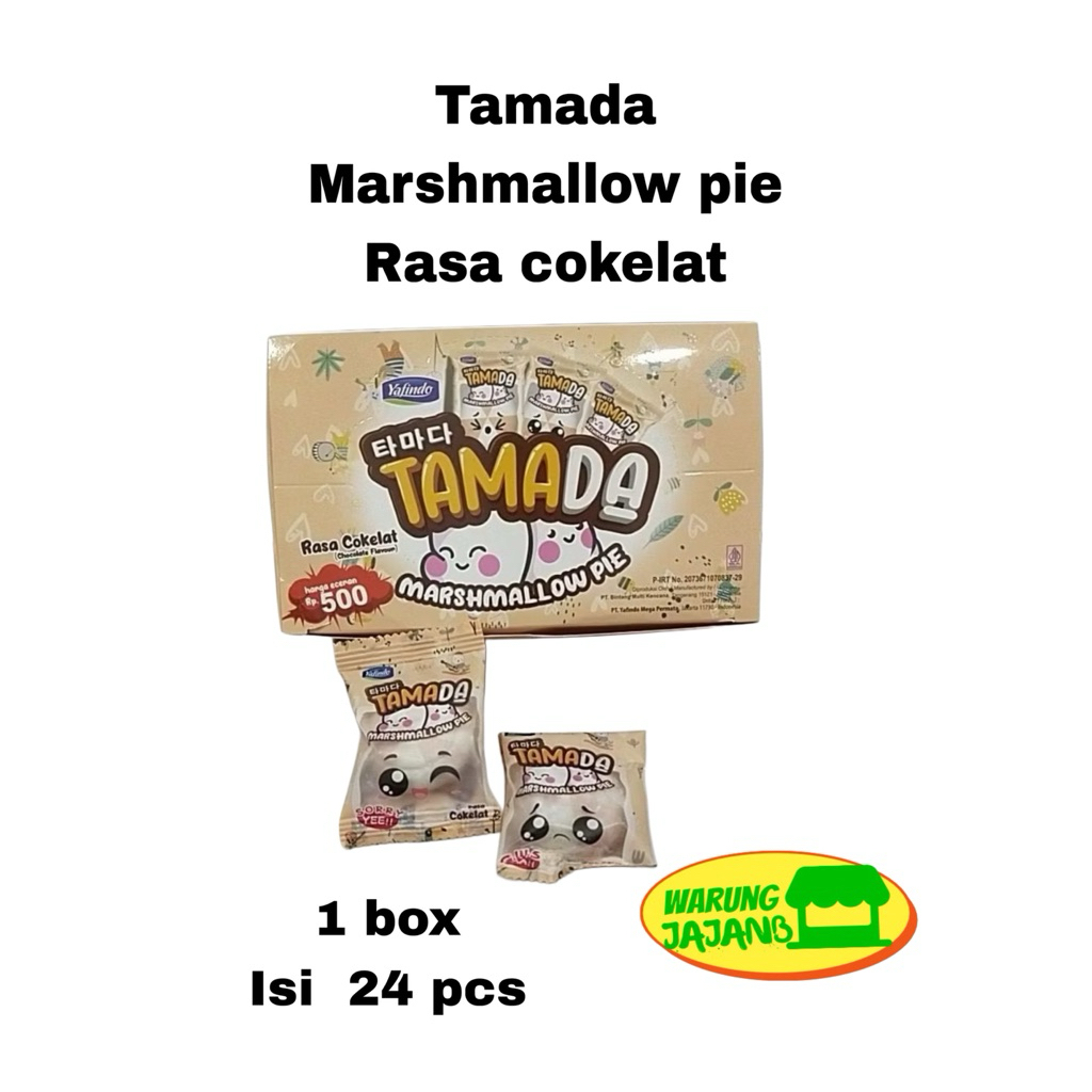 

TAMADA Marshmallow Pie rasa cokelat 1 box isi 24pcs x 4gr permen lunak rasa coklat