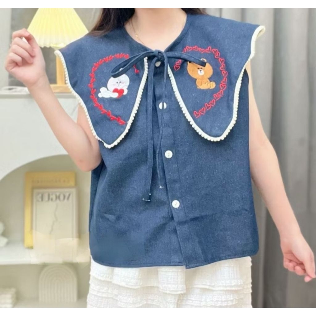 ATASAN VEST DENIM / ROMPI JEANS WANITA IMPORT PREMIUM