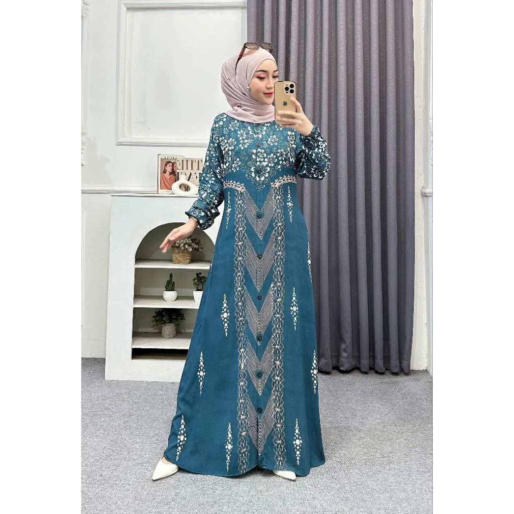 Gamis Twill Rayon Terbaru 2022 Model Full Kancing // Busui Friendly // Gamis batik Cap Pekalongan