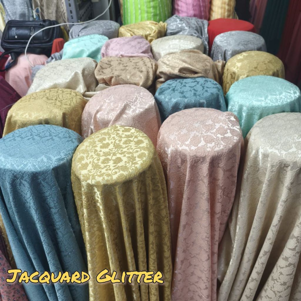 Kain Jacquard glitteer foil,Kain Jacquard glitter [harga ½ meter]