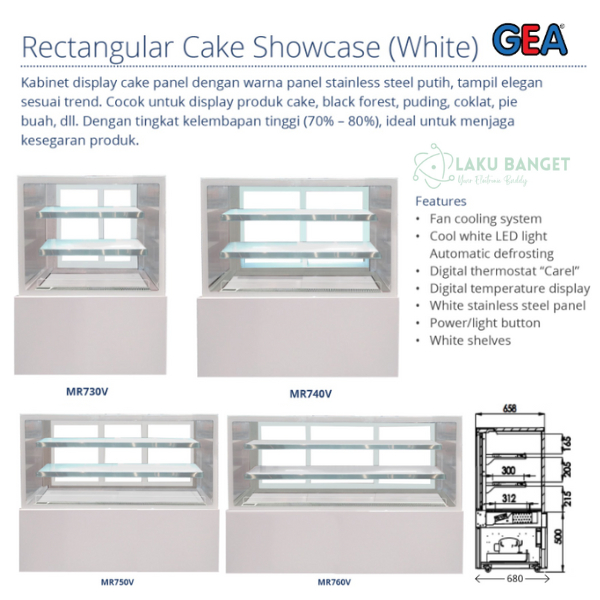 Cake Showcase 90 cm GEA MR730V / Cake Showcase 120cm GEA MR 740V / Cake Showcase 150 cm GEA MR750V /
