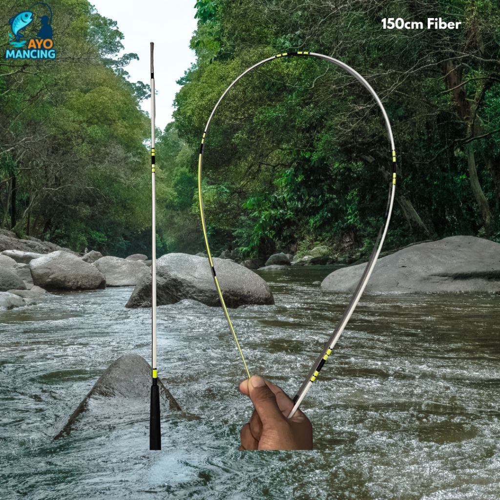 RIMBARA Joran sambung 2 lentur wader dan udang fiber solid satu set 150cm