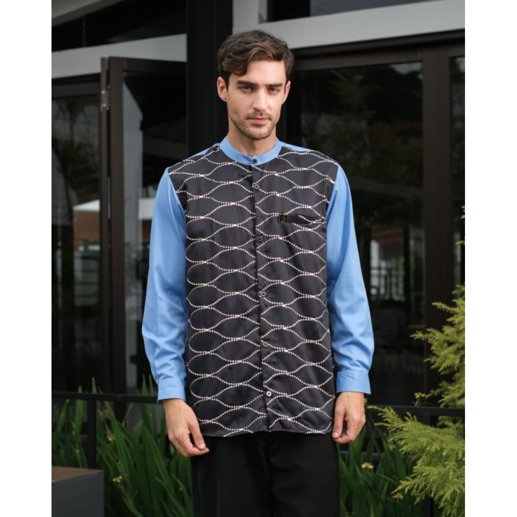 KEMKO AHLAN/KEMKO BRUKAT HITAM KMB SOFT BLUE/KEMEJA KOKO AHLAN BRUKAT/KEMKO BORDIR