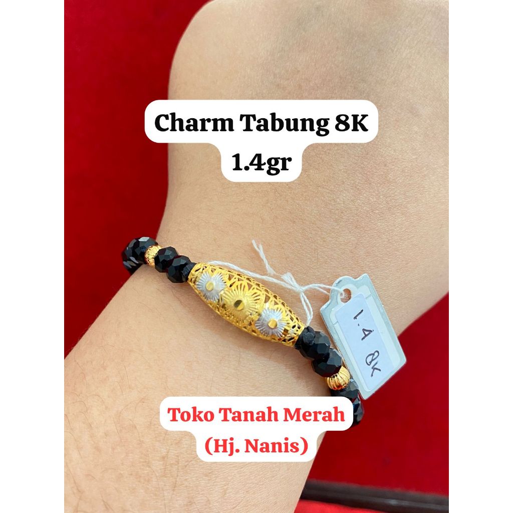 Gelang Charm Emas Tabung Bunga 8K