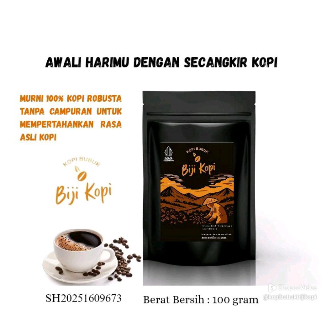 

Kopi Bubuk BIJI KOPI 100% Kopi Robusta Murni (100 gr)