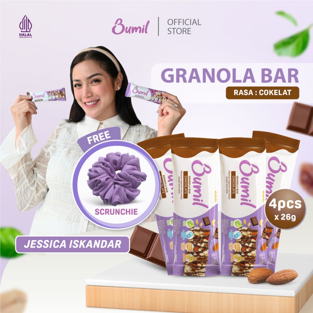 

BUMIL Makanan Ringan Bar Rasa Coklat dengan Daun Katuk (Granola Bar Coklat) [4 pcs]