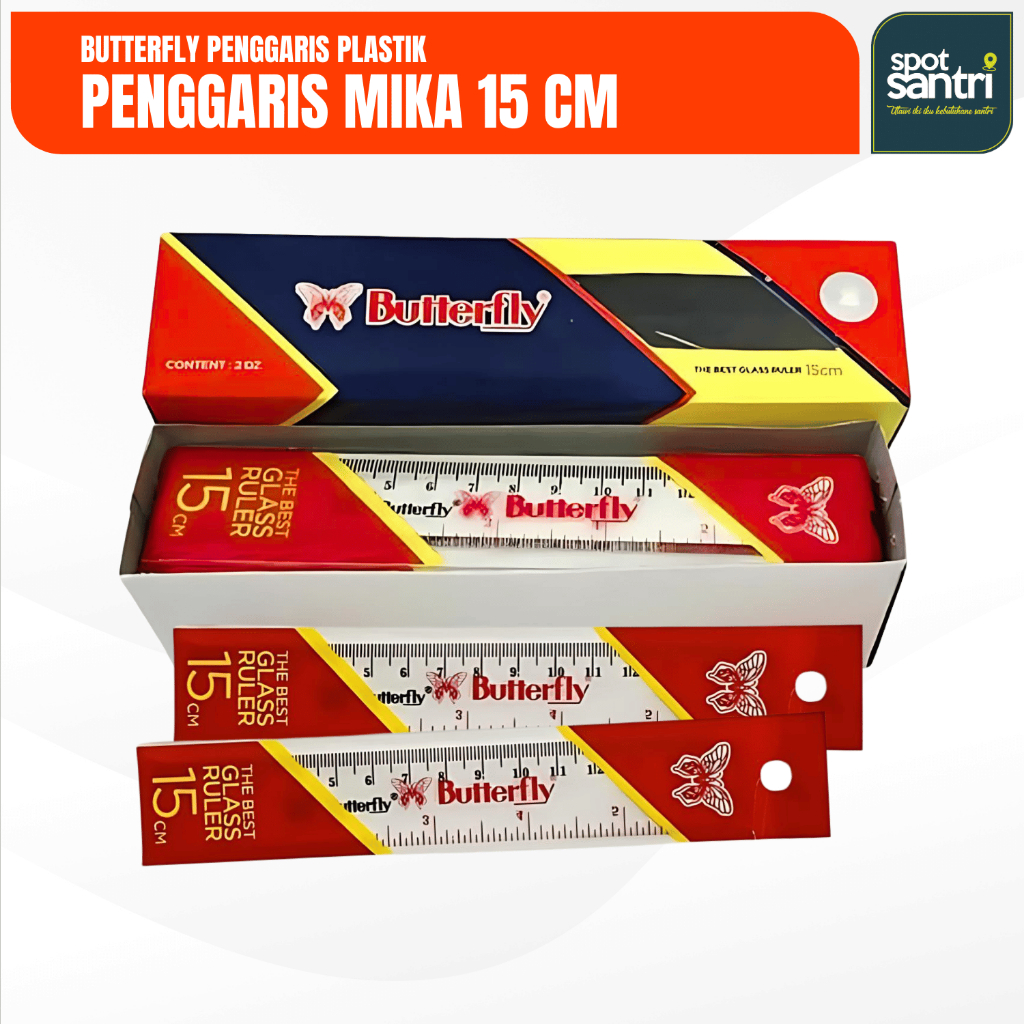 

Penggaris ButterFly Mika Ukuran Praktis Panjang 15CM - Ringan Awet [PCS]