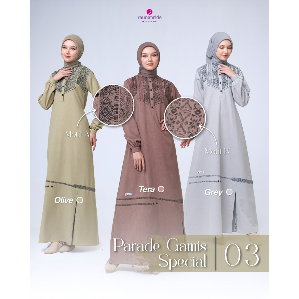 Raunapride Gamis Terbaru 2025 PARADE GAMIS 03 SPECIAL Gamis Busui Frendly Bahan Mazaya mix Tenun Gam
