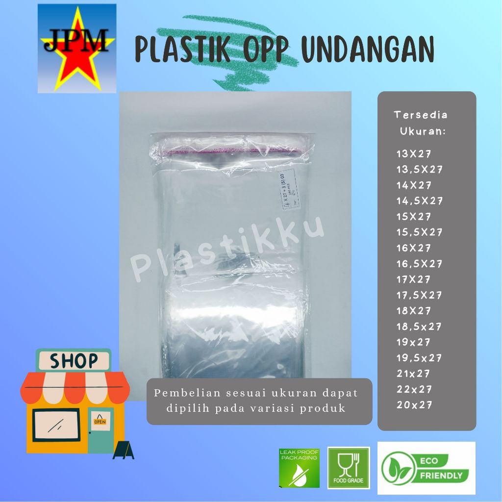 OPP Undangan Panjang 27 cm / PLASTIK OPP / OPP Undangan / OPP Bening / Plastik Undangan / Plastik Un