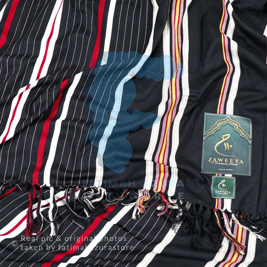 Rida Sorban Tenun Dobby Yaman Original Lokal Zaweeya Salur Yaman Hitam Putih Coklat Hijau Merah Biru