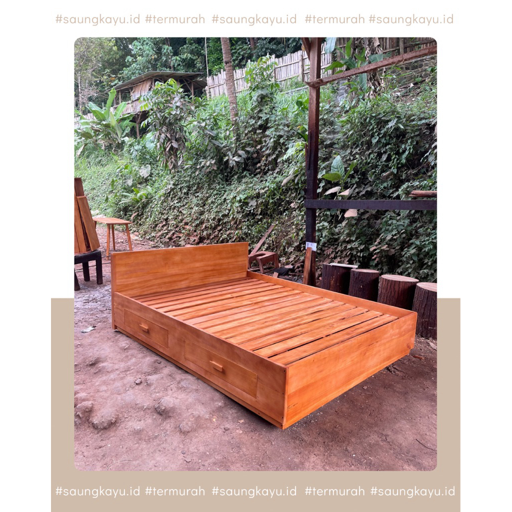 Divan laci kasur modern minimalis kayu mahoni kokoh dipan alas kasur laci estetik termurah divan kas