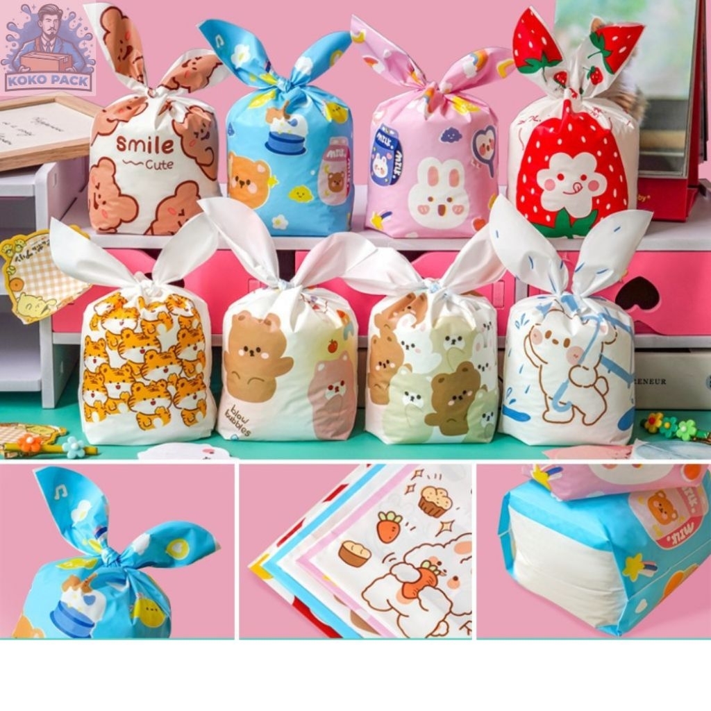 

(10 PCS) Plastik Goodie Bag Motif Karakter/Kemasan Plastik Karakter Souvenir/Kantong Plastik Snack Lucu