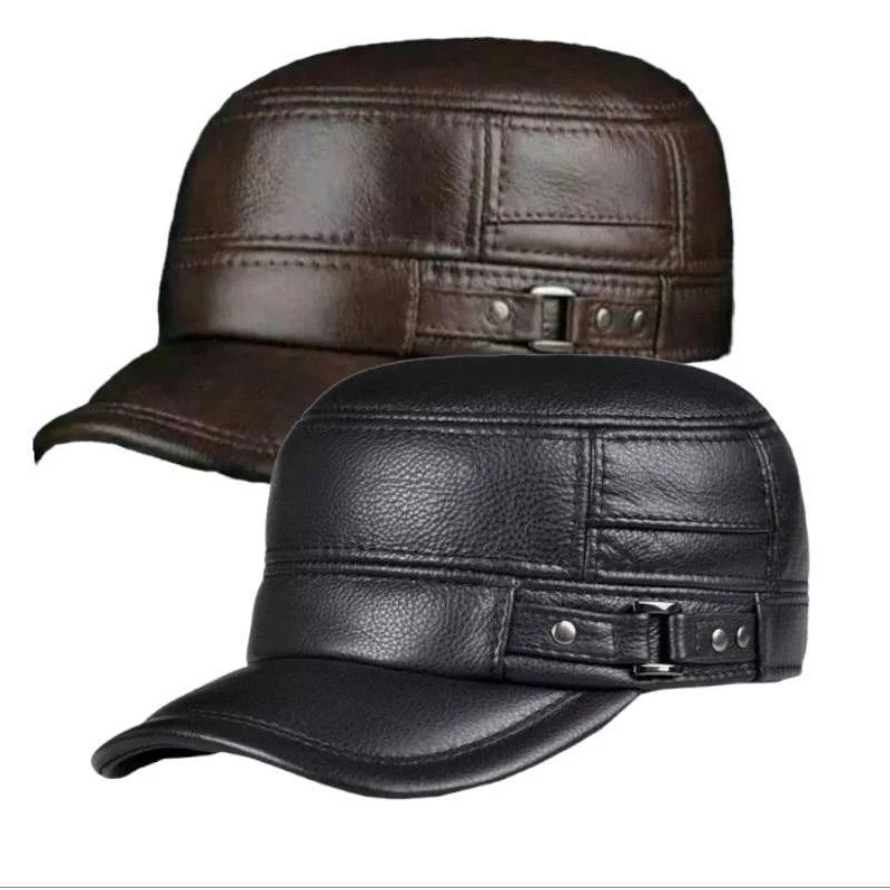 TOPI PRIA KOMANDO KULIT PREMIUM / TOPI KOMANDO KULIT TERMURAH