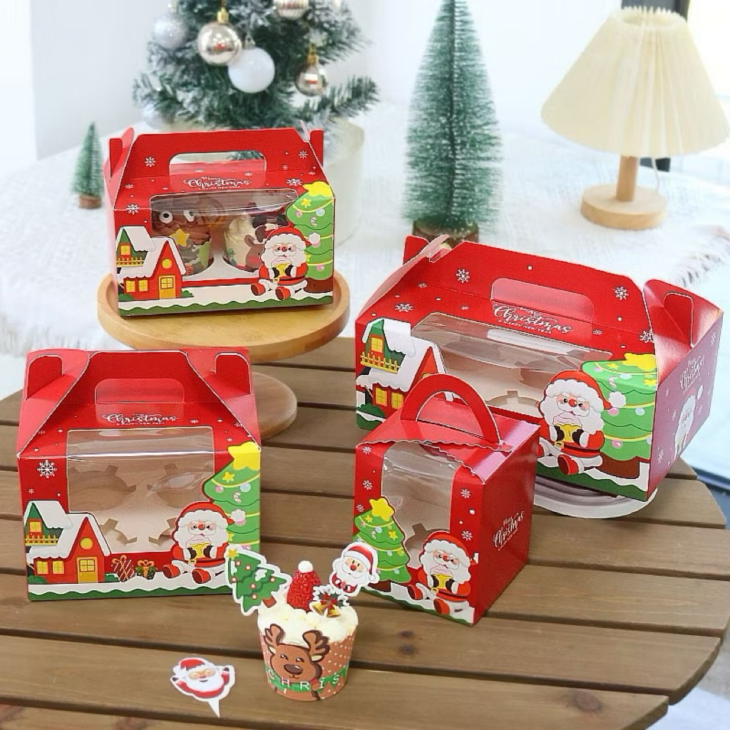 

Box Cupcake Tema Natal Kotak Cupcake Christmas Natal Santa Red White