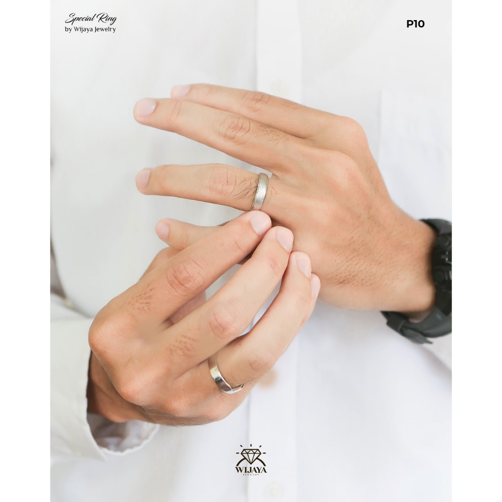 Cincin Pria Model Polos Palladium Nikah Tunangan Lamaran Free Box Cincin - WIJAYA Jewelry